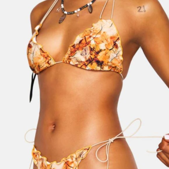 Jaded London Other - NWT Jaded London Willow Frill Bikini Top in Leaf Print